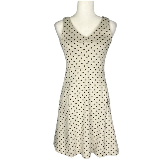 Tyler Boe Womens Kennedy Dot Sleeveless Shift Dress Cream Black Pockets size XS - Picture 2 of 11